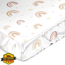 Sweet Jojo Designs Boho Rainbow Crib Sheet Blush Pink Yellow
