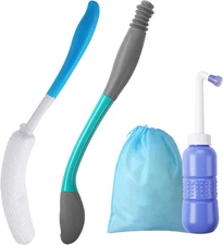 4 Pcs Toilet Aid Set for Wiping Include Long Handle Butt Wiper Shower Brush Port