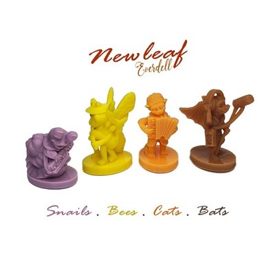 COLORED Snails, Bees, Cats & Bats 32pcs Unofficial Upgrade for Everdell Newleaf