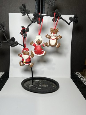 1996 House Of Lloyd Gingerbread Mr Mrs Claus Rudolf Reindeer Ornament READ As Is