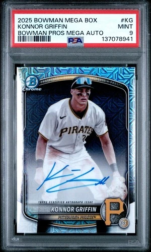 2025 Bowman Mega Box Konnor Griffin Chrome Mojo Refractor Auto Pirates PSA 9