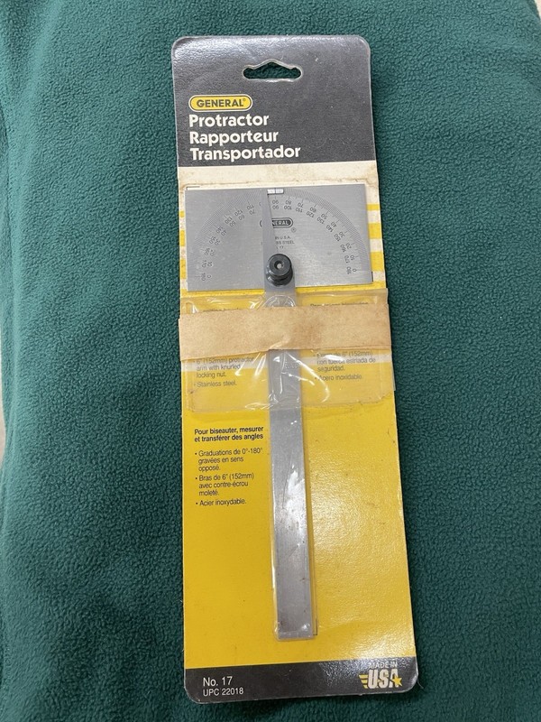 GENERAL TOOLS No. 17 Protractor Stainless Steel 6” Locking Arm 0-180° New Sealed