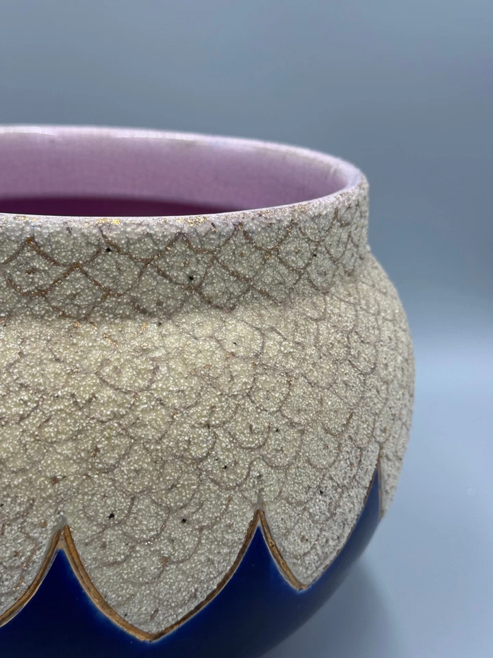 Antigua maceta de mayólica azul cobalto Thomas Forestor & Sons del siglo XIX de 7"" Foto 3 de 4