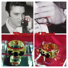 Elvis Presley tribute Ring 70th Anniversary 1956-2026 Tribute Black Sapphire 50s
