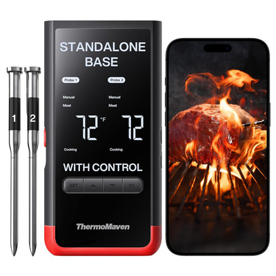 Thermomaven Smart Bluetooth Wireless Meat Thermometer: Standalone Base, Wifi Unl