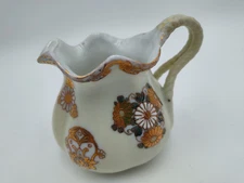Antique  Hand Painted Creamer/pitcher With Applied Gold Design
