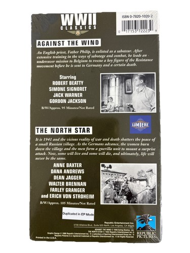 WWII Classics: Against The Wind & The North Star VHS 1998 NEW SEALED - Picture 2 of 3