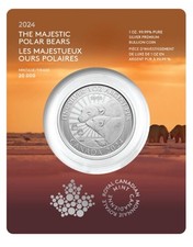 Moneta Orso Polare 2024 Argento 999 Polar Bear oncia 5 Dollari Carlo III Canada