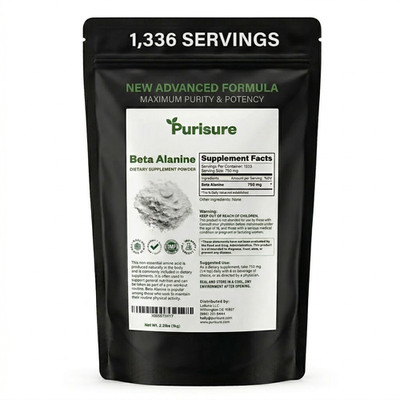 Purisure Beta Alanine Powder 1kg, Pure Beta Alanine Pre-Workout Supplement