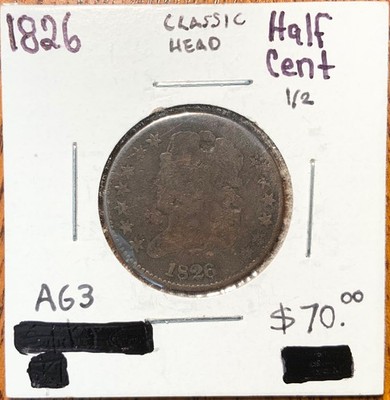 1826 United States Classic Head Half Cent 1/2