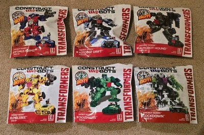 TRANSFORMERS Construct Bots DINOBOT RIDER Optimus Bumblebee Hound Drift SET of 6