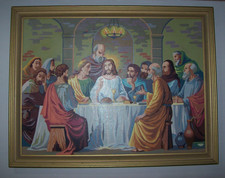 Vintage Paint By Number THE LAST SUPPER Painting Framed 26-3/8" x 20-3/8"
