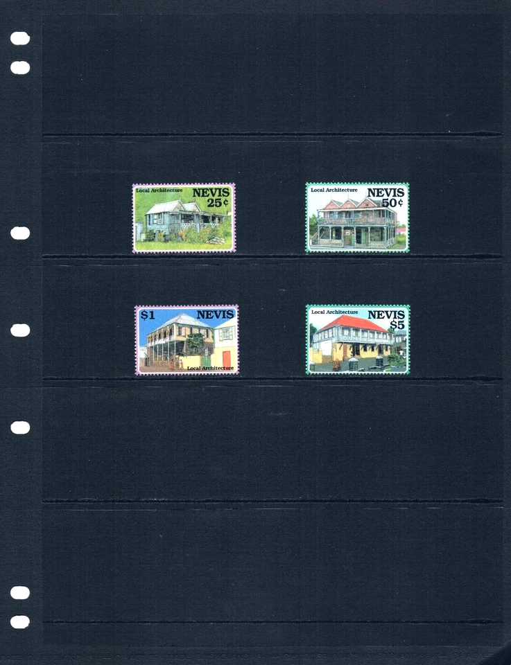 Valor Scott de $7,25 - Arquitectura NEVIS 1994, casas de la isla CV MNH NH UMM Foto 2 de 4