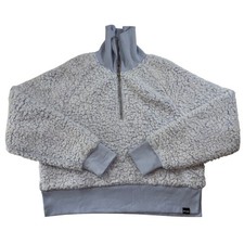Victoria's Secret PINK Light Blue Sherpa Fleece Quarter Zip Pullover Women's M