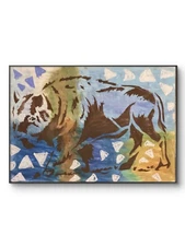 Contemporary Expressionist Bison Landscape Original Oil Pastel 8 by 10