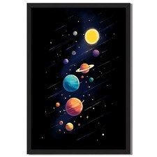 Colorful Planets Space Art Framed Canvas Print Wall Art
