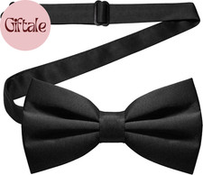 Solid Color Pre-Tied Bow Tie Adjustable Bowtie for Men