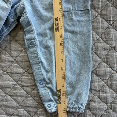 Vintage Oshkosh Denim Bubble Jumpsuit Romper 4T Peterpan Collar Pockets USA 90s - Picture 18 of 24