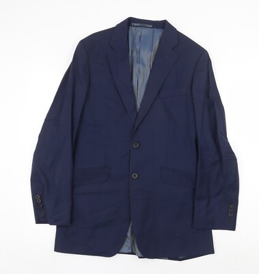 Gresham Blake Mens Blue Wool Blend Suit Jacket Size 38 Reg UK