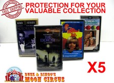 5x VHS MOVIE SMALL CLAMSHELL SIZE B CLEAR PLASTIC PROTECTIVE BOX PROTECTORS
