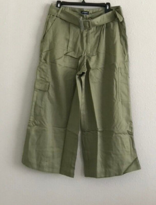 Studio Park x Amy Stran Lyocell Twill Belted Crop Pant -Olive (Sz 12P) a648611 