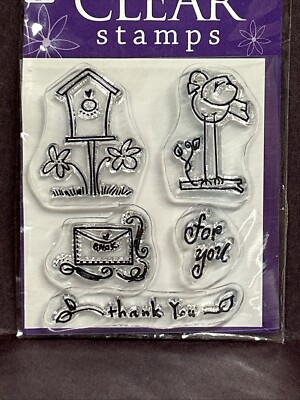 Studio G Clear Stamps Crafts Thank You Bird Birdhouse Flowers For You