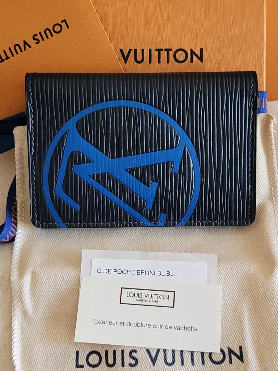 Navy Blue Epi LV Leather Mini Wallet