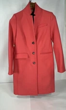 J Crew Topcoat Coat Women Wool  Regent Overcoat Dress Poppy Pink C8552 Preppy
