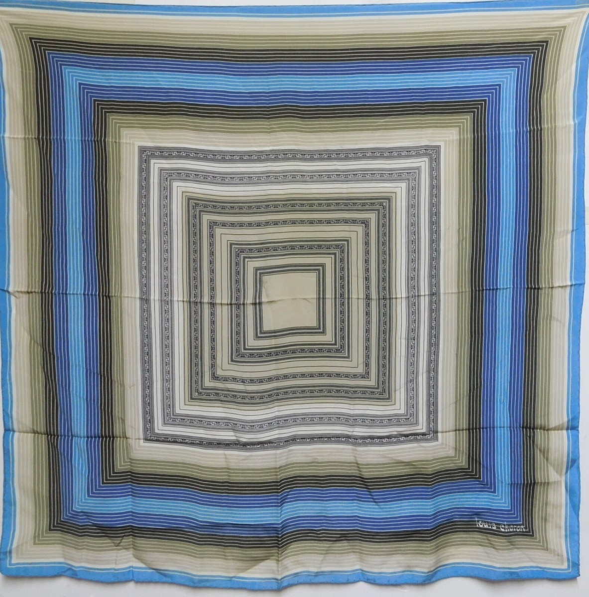 Foulard En Soie 100% Pure Vintage Femme - 86x88 Cm - Multicolore - Très Bon état