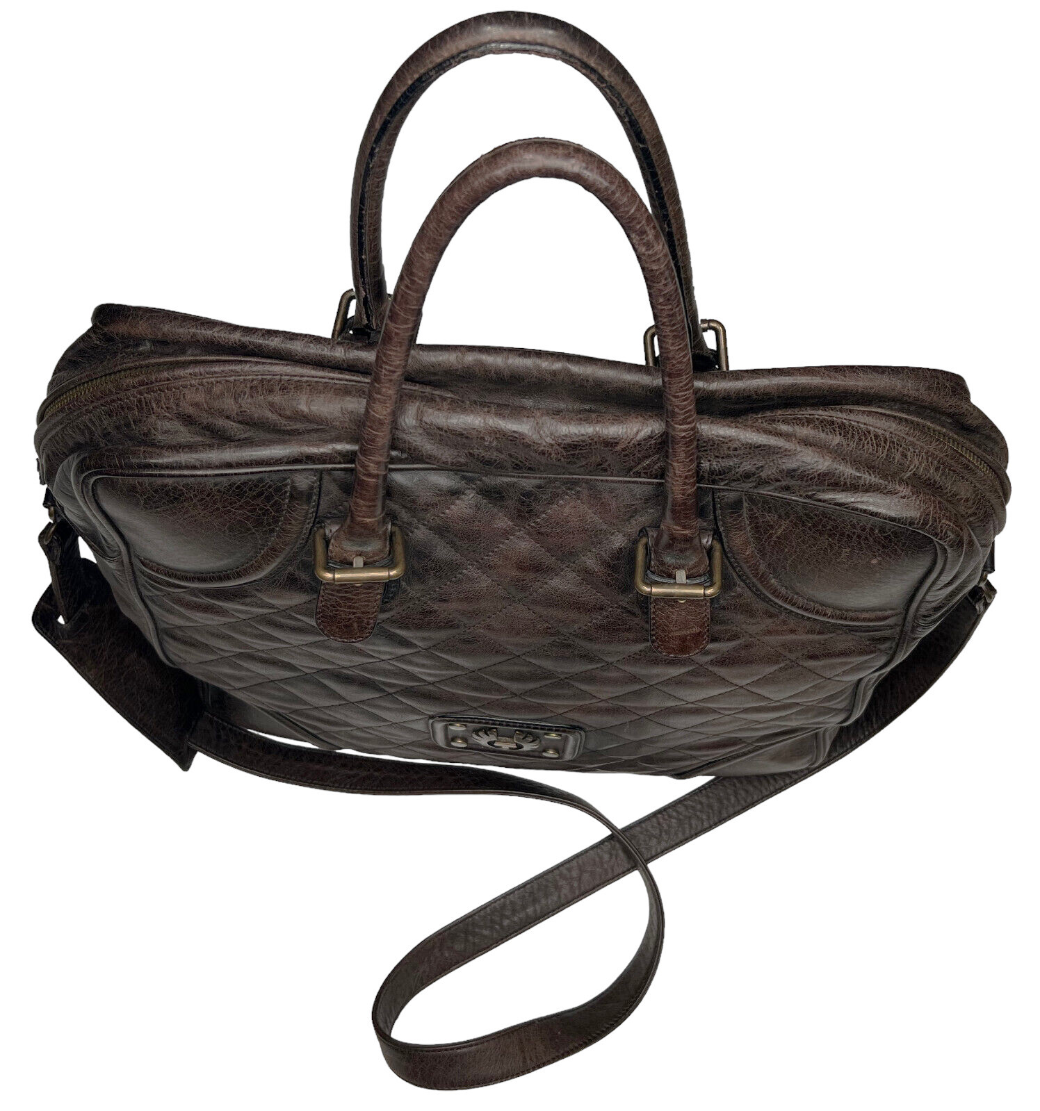 Authentic Belstaff MEN’S LARGE SQUARE Blackbrown Leather Shoulder Bag Rare image 7