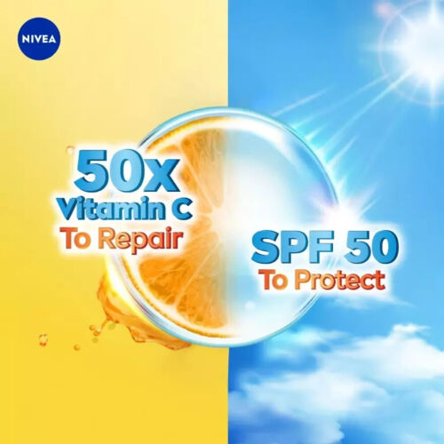 2X Nivea Extra Bright Super C+ Body Vitamin Serum Sunscreen SPF50++70ml - Picture 7 of 8
