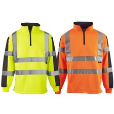 HI VIS VIZ TWO TONE RUGBY SHIRT HIGH VISIBILITY SWEATSHIRT SAFETY JUMPER TOP
