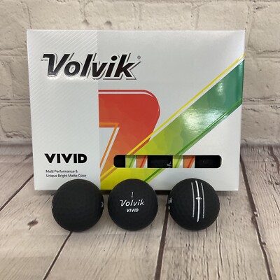 Volvik Golf Vivid 3-Piece Matte Finish BLACK Golf Balls 1 Dozen Box 12 Count NEW