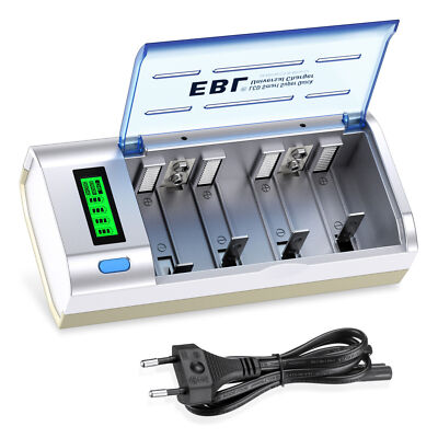 EBL 5-in-1 Battery Charger for AA AAA C D 9V NiMH NiCD Discharge & Protection DE