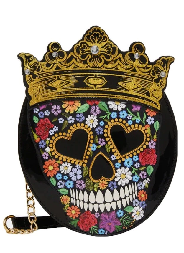 Betsey Johnson Halloween "QUEEN SUGAR SKULL" Kitsch Crossbody Bag/Purse NWT