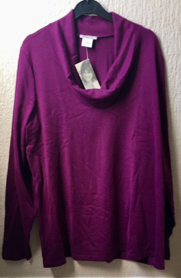 Kim and Co (QVC) top with long length sleeves in wine berry size 3XL