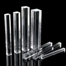 3/4/5/6/8/10mm SQUARE CLEAR ACRYLIC ROD SOLIDS PERSPEX BAR PROFILE