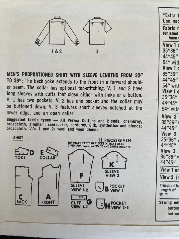 Vintage Simplicity 5029 NEW Men’s Front Button Shirt Size 14 - Image 4 of 4