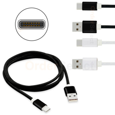 10FT Braided Type C Fast Charging Cable USB-C Rapid Cord Power Charger Charge