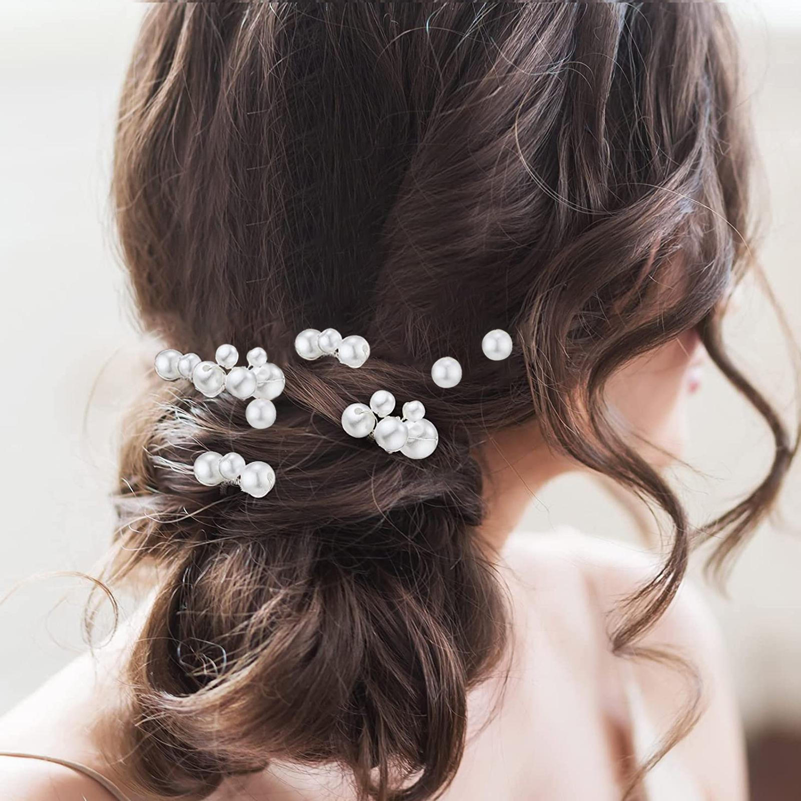 6PCS Faux Pearl Hair Pins Wedding Bridal HaIR Pins Prom Crystal Hair