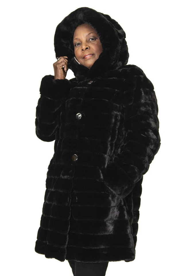 Parka castor reversível preta tosquiada falsa - Imagem 2 de 4
