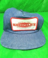 VTG Rodefelds Denim Trucker Hat Snapback USA Made Big Patch Mesh DG Cap