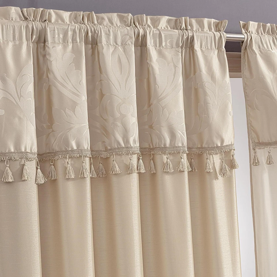 Juego de Cortinas Florales Jacquard Royal Chezmoi Collection con Cenefa Adjunta Foto 3 de 4