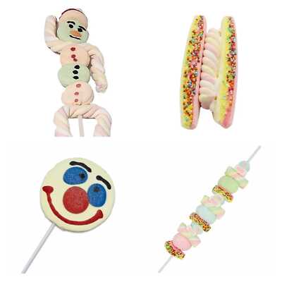 Verschiedene Marshmallow Gummi Süßigkeiten Gesicht, Mann, Kebab & Sandwich lustige Formen