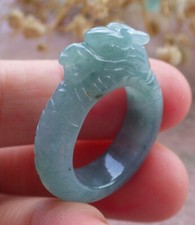 Certified Icy Green Burma Natural A JADE Jadeite Dragon RING USA. 5.5      675167