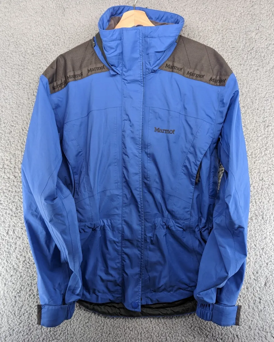 Marmot Jacket Goretex Full Zip Blue Gray Womens M Waterproof Rain Shell No  Hood