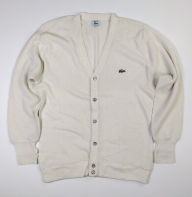 Vintage 80s Izod Lacoste Acrylic Cardigan Sweater Size Medium Off  