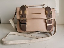 RIVER ISLAND DESIGNER WOMENS PINK TAUPE WHITE CROSSBODY TOTE SATCHEL HANDBAG