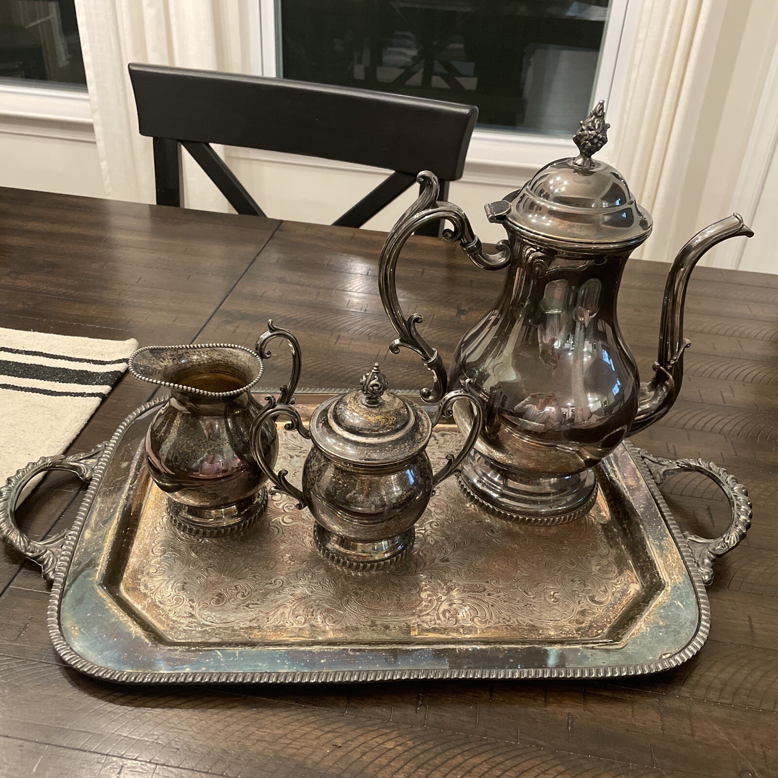 VINTAGE GLASTONBURY SILVER PLATE PLATTER Serving TRAY 804 Creamer