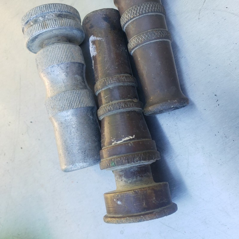 Lot of 3 antique brass / bronze hose nozzles, part of collection